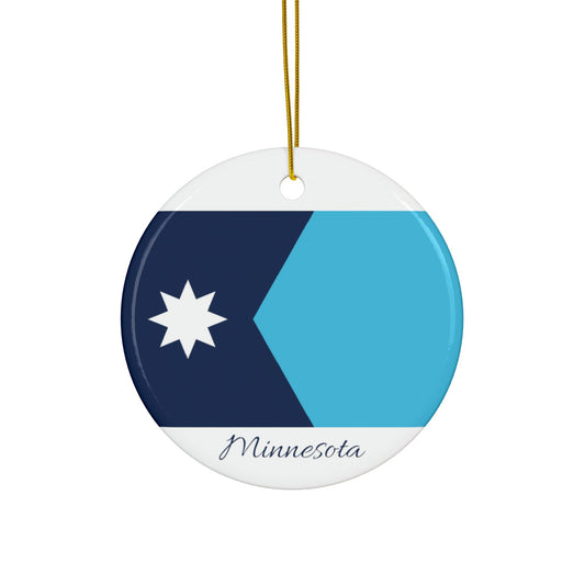 MN State Flag Ceramic Ornaments, 2-Sided, Minnesota Minnesotan Gift