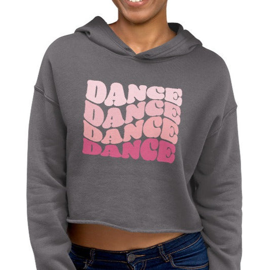 DANCE DANCE DANCE Pink Retro Wave Cropped Hoodie - Pink Print